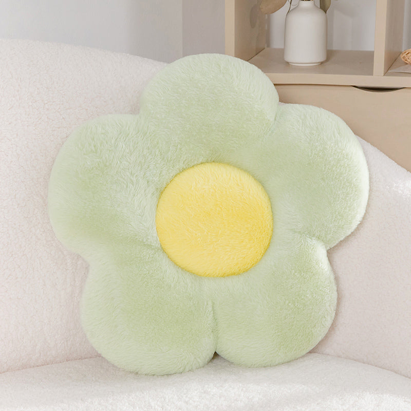 Light green flower shaped pillow cushion front view