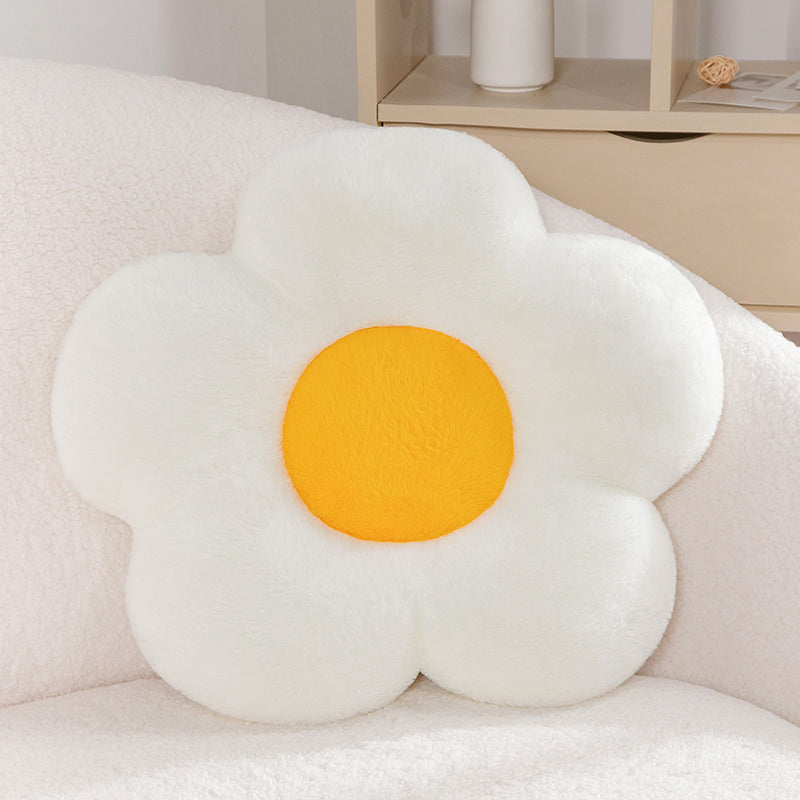 White flower shaped pillow cushion front view